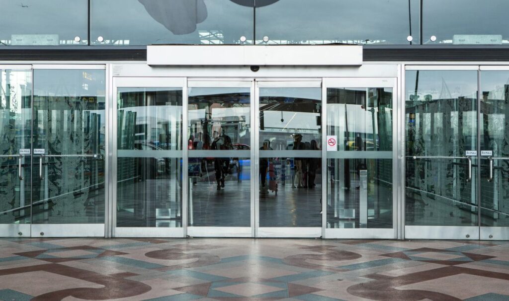 hospital entrance automatic sliding door photo