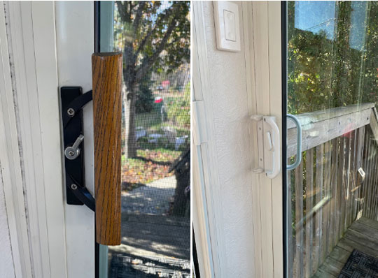 old sliding door handle is repaired by Door On The Go
